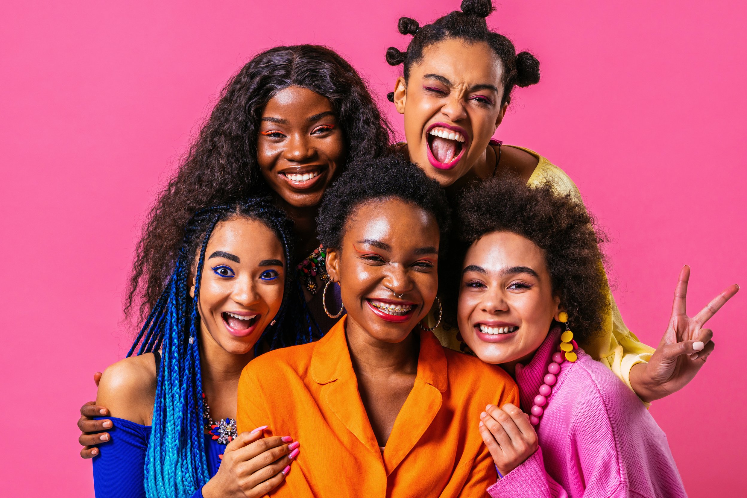 Beautiful black women posing in studio